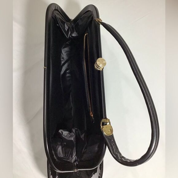 Vintage Admiral Women Patent Leather Geometrical Frame Wrist Handbag 50’s-60’s - Picture 3 of 9
